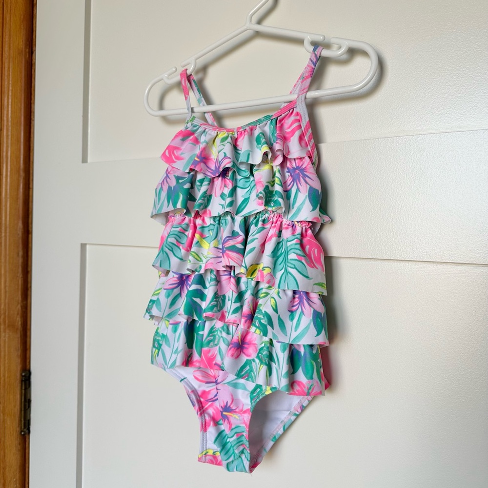18-24 Month Joe Fresh Toddler Girl One piece Floral Ruffle Swimsuit